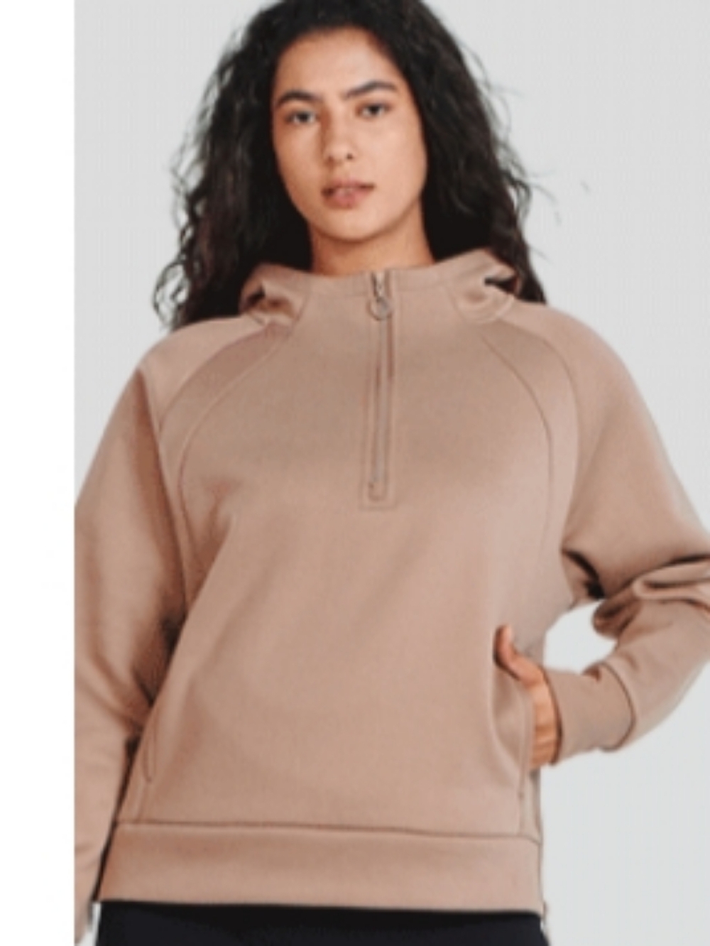 ALLZERO Tan Fleece Cropped Quarter Zip Sweatshirt Hoodie Size 2X NWT